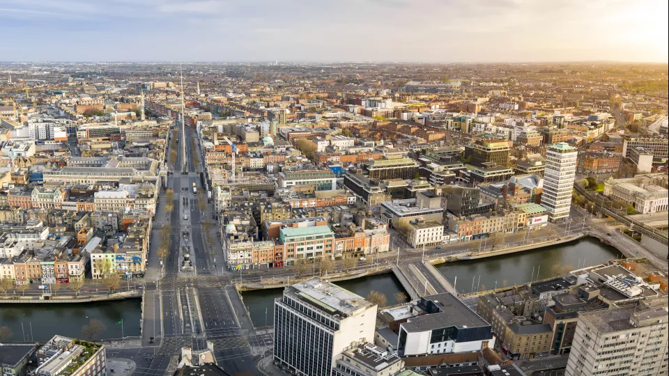 Arial shot of Dublin