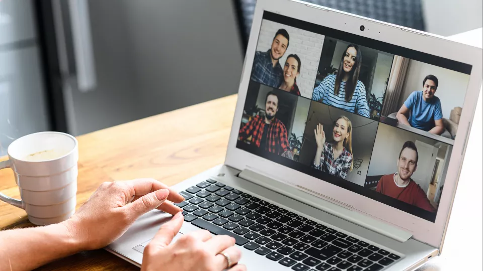 Shot of people having a video call meeting