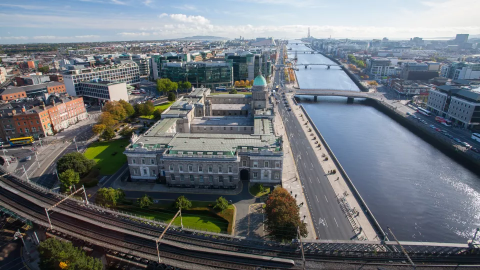 Arial shot of Custom house