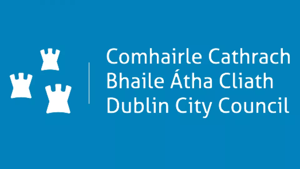 Dublin City Council Logo on Blue Background
