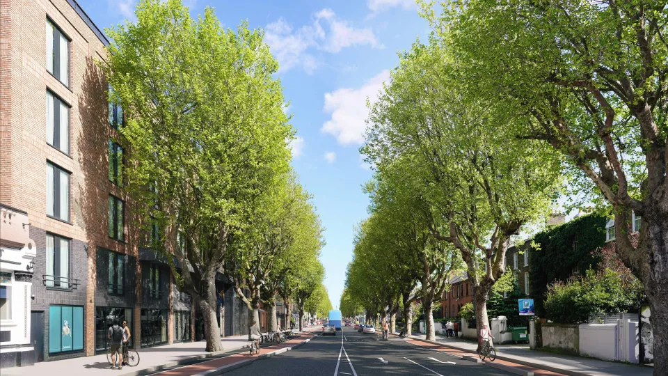 Artist’s impression of North Circular Road – Looking east from Dorset Street Lower Junction