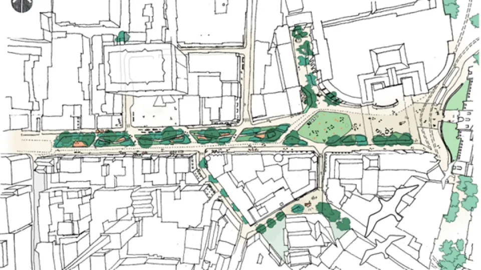 Map of the area for College Green area stretching from Trinity College to the Former Central Bank